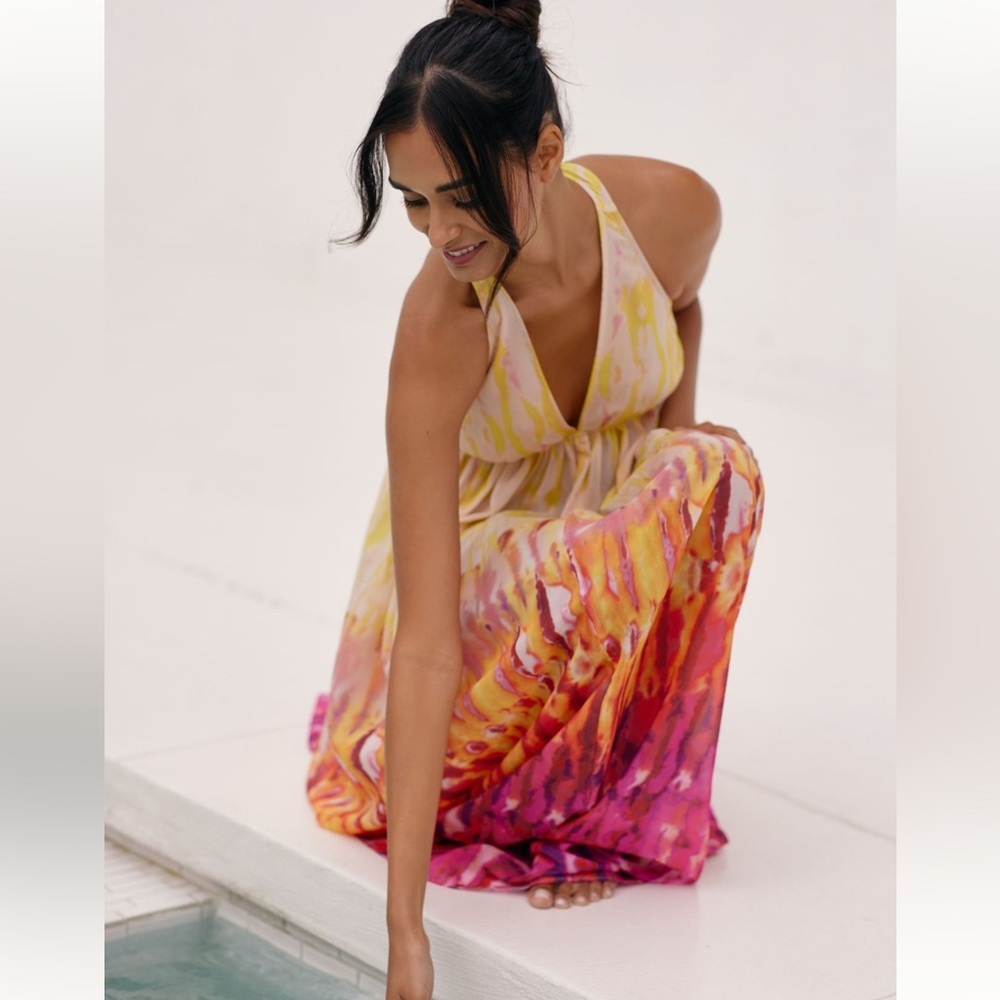 NWT Anthropologie Sleeveless Tiered Max Dress Cover Up Size XXS fits to Size M - Picture 4 of 10